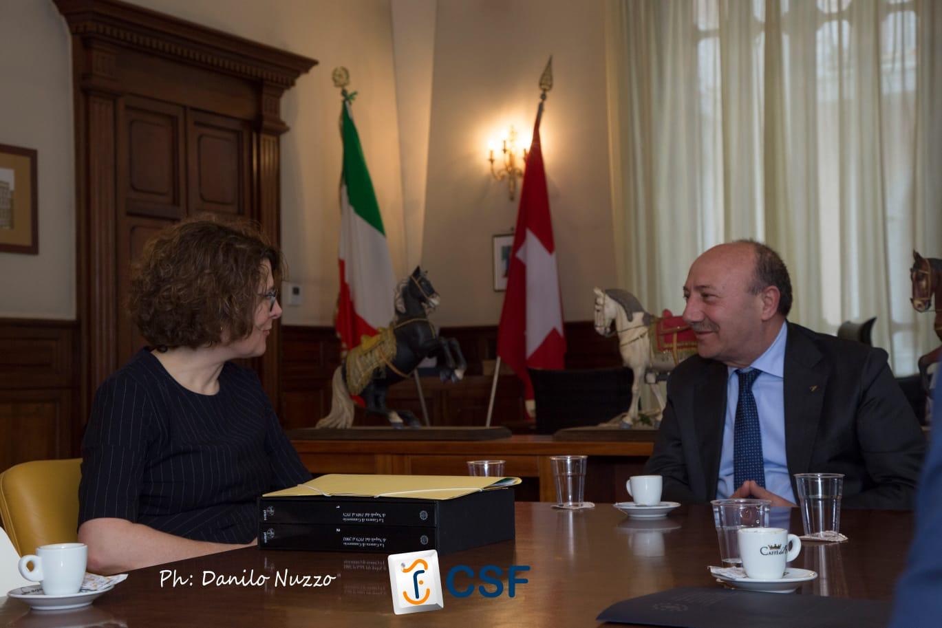 Il Presidente Fiola incontra S.E. Rita Adam, Ambasciatore della Svizzera 